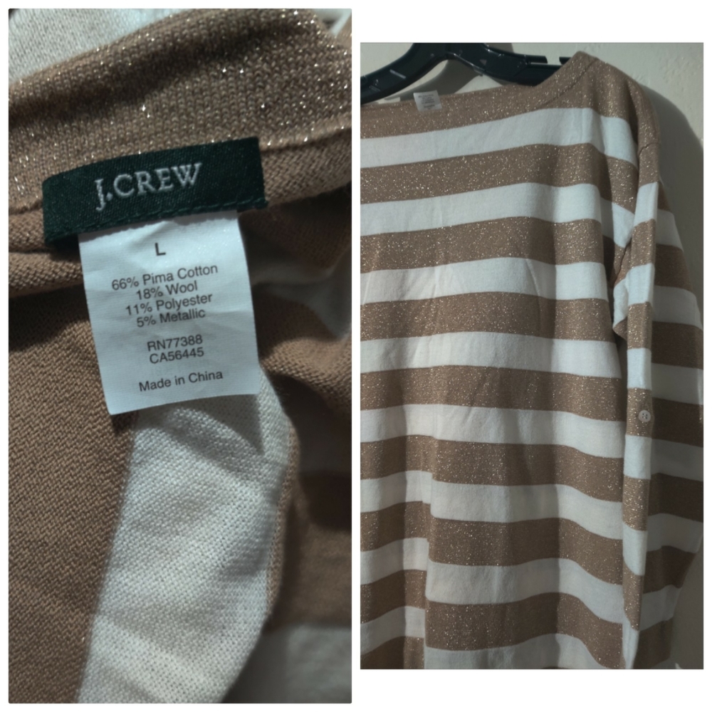 J.CREW SWEATER GOLD& SPARKLE STRIPE SEAMORE SZLAR - Picture 8 of 8